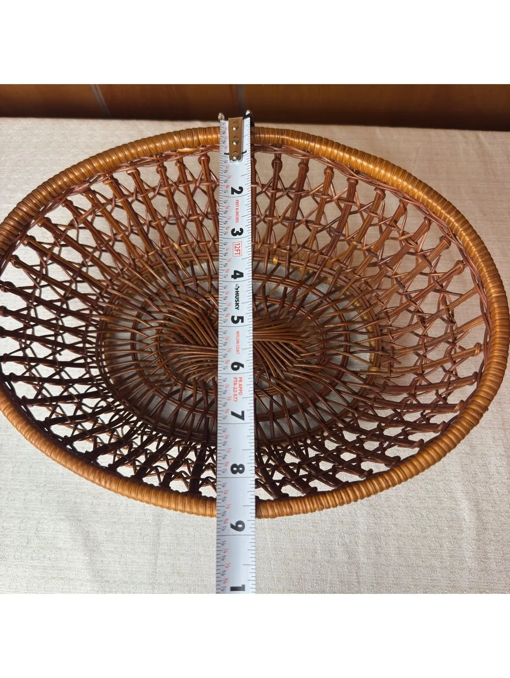Vintage Wicker Basket Open Weave Oval Rattan Fruit Bread Boho Cottage Decor
